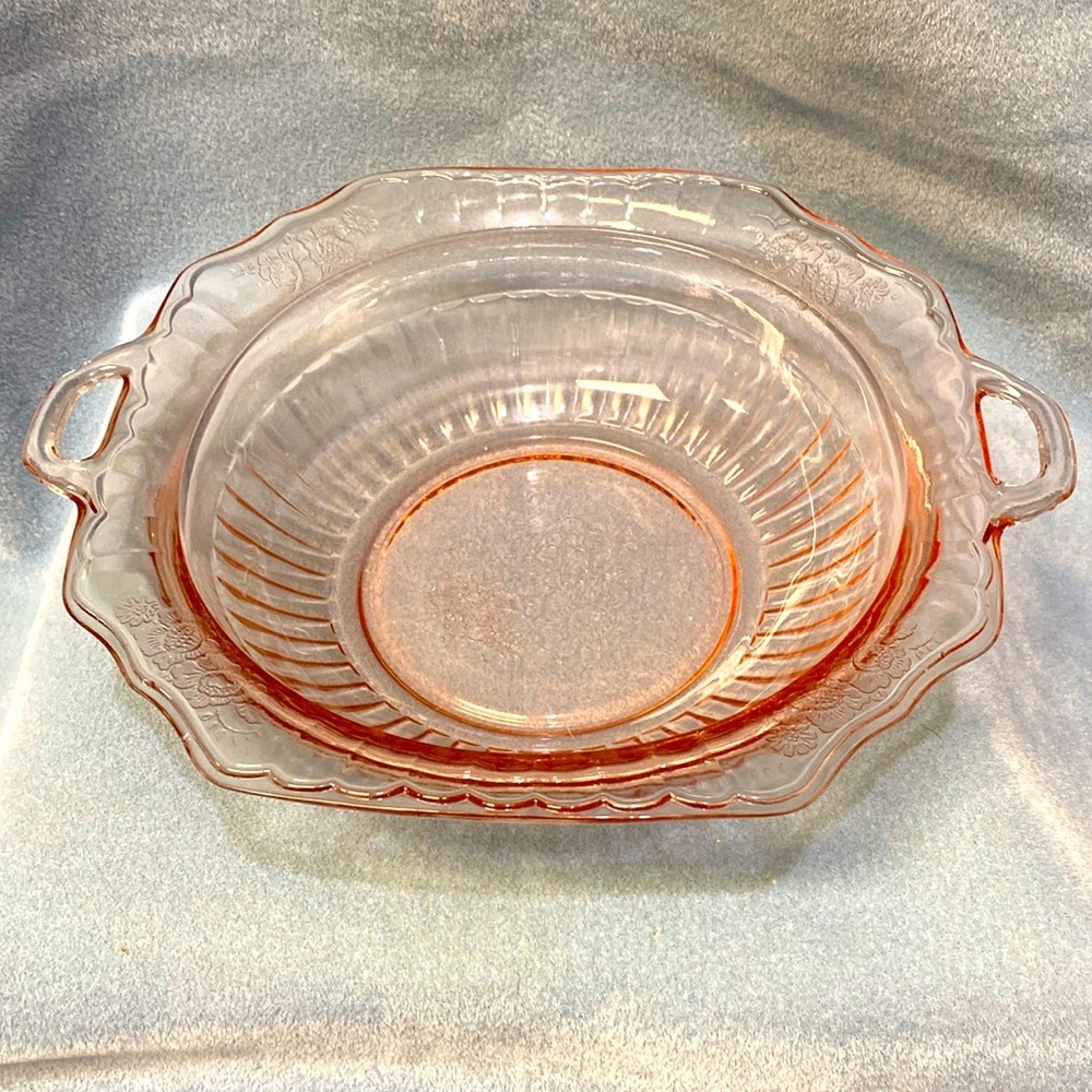 Pink Mayfair Open Rose Depression Glass 10-inch Vegetable Bowl
